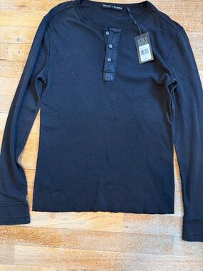 Ralph Lauren Black Long-Sleeve Henley Shirt